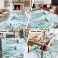 thumbnail image 6 of Teal Jellyfish Washable Living Room Rugs 6'x9', Summer Shell Coral Low Pile Throw Large Area Rug Non-Slip Sturdy Edge Binding Carpet for Dining Room Kitchen Office, 6 of 9