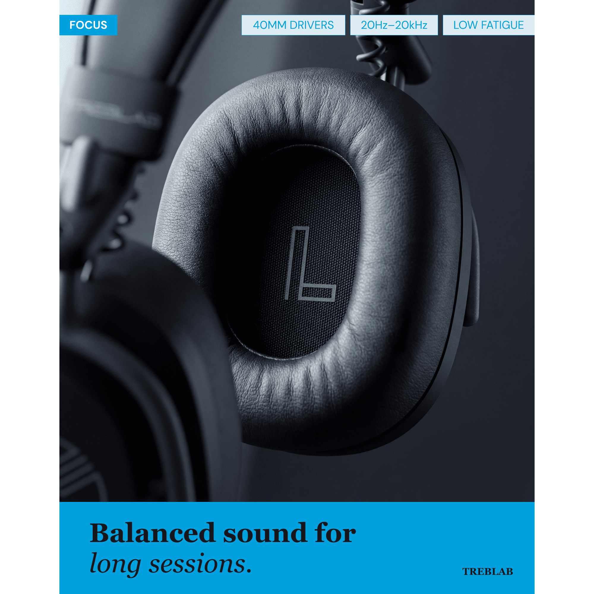 TREBLAB U5 Active Noise Cancelling Headphones Over-Ear, Wireless Bluetooth 5.3 Headphones with Mic, 65-Hr Battery, Hybrid ANC, Multipoint, Deep Bass, IPX4, Foldable for Travel, Work, Commute, Gym