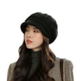 thumbnail image 2 of harmtty Female Octagonal Hat Vintage Short Brim Solid Color Washable Lightweight Keep Warm Painter Artist Lightweight Women Beret for Student Black, 2 of 8