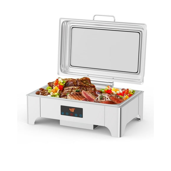 Cherish Electric Chafing Dish, 9QT Touch Screen Electric Buffet Servers and Warmers, Stainless Steel Chafing Dishes for Buffet with Glass Lid for Parties, Catering, Festivals