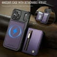 thumbnail image 2 of TECH CIRCLE For Apple iPhone 13 Pro Max PU Leather Protective Case with Card Pocket, Magnetic Detachable Walle Back Covert, Cash Slot, Anti-Scratch, Shock-Absorbent, Qi Wireless Compatible,Purple, 2 of 12