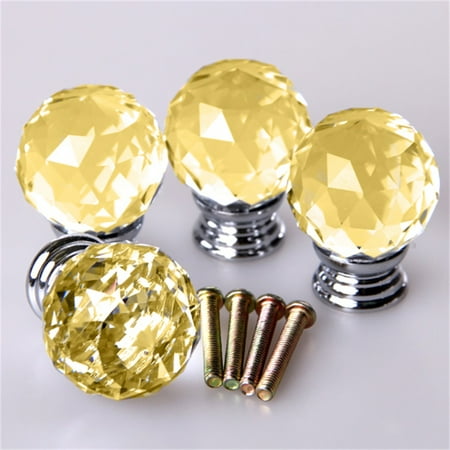 4pcs Set Crystal Glass Acrylic Door Knobs Drawer Cabinet Furniture
