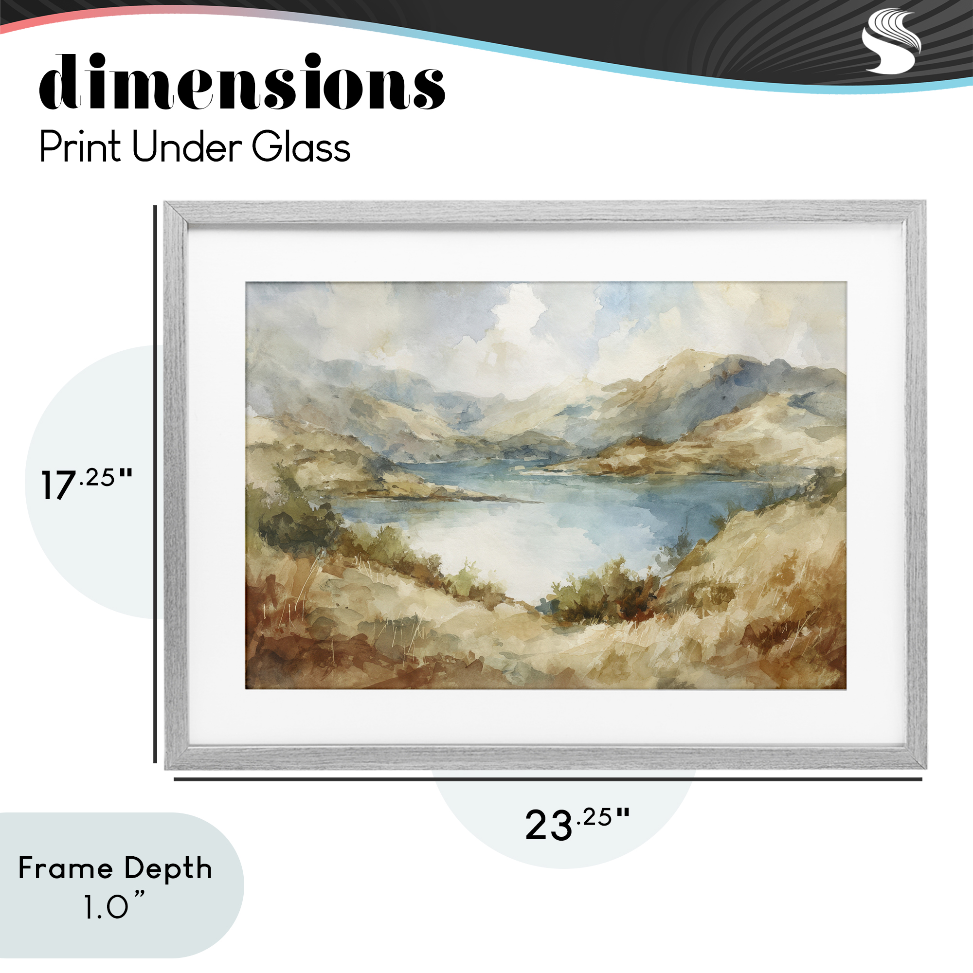 Stupell Industries Secret Mountain Lake Panorama Gray Framed Print Under Glass, design by Petal Prints Design