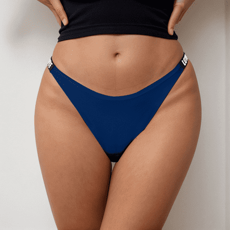 Fulorrnie Low Rise Seamless Women s G String Panty Breathable Workout Underwear Thong Waistband No Show Comfort Brief  Blue  M