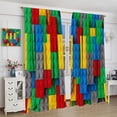 thumbnail image 4 of ICMOLYYENLO Kids Building Blocks Toy Curtains for Kids Room W42 x L45 Inch Rod Pocket Contour Plastic Colorful Toy Bricks Geometric Print Pattern Curtains for Boys Girls Bedroom 2 Panels, 4 of 8