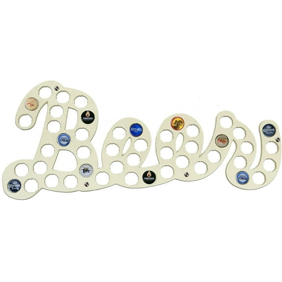 Torched Beer Sign Beer Cap Holder Wall Mounted Decor 24"x 19" x 0.25" Tan