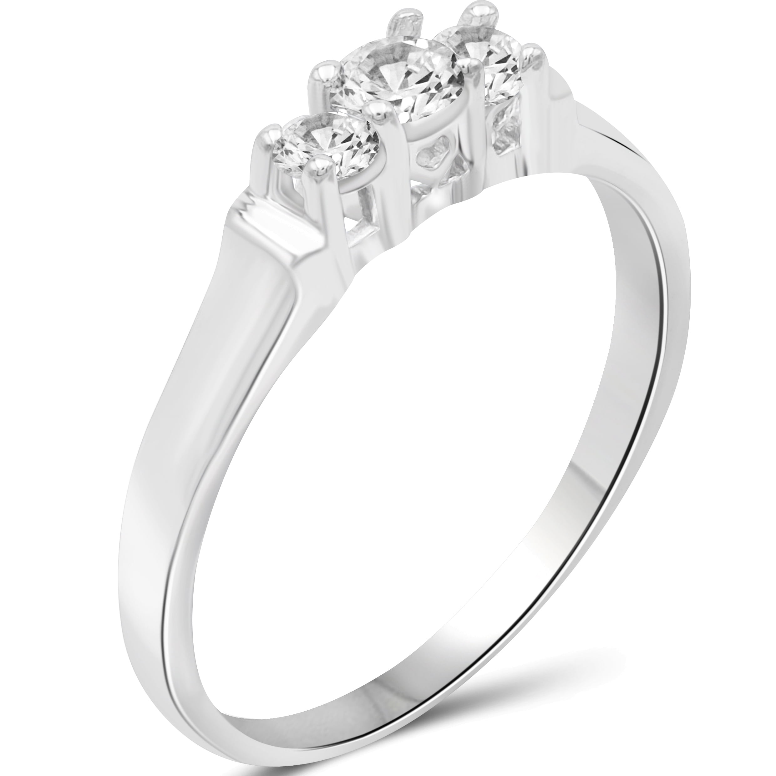 Diamonice 3/4 Carat T.W. White Cubic Zirconia (AAA) Sterling Silver 3-Stone Ring