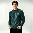 thumbnail image 4 of Fanshiluo Men's Mock Neck Long Sleeve Velvet Fleece Base Layer Shirt, Warm Undershirt,Size S-3XL, 4 of 6