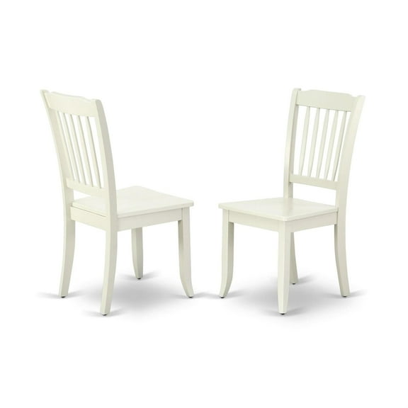 Danbury Modern Dining Room Chair | Solid Wood Seat | Curved Legs | 7 Vertical Slats | Linen White Finish