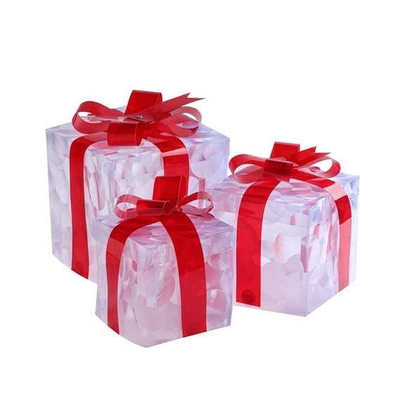 3-piece Valentines Day Lighting Gift Box Decorated With Red Bow Lights Indoor And Outdoor Decorations Family Parties