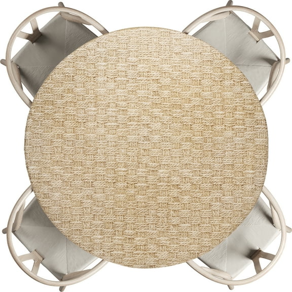 Round Table Cover, Round Fitted Tablecloth with Elastic Edge Picnic Table Cloth for Patio Dining Camping Outdoor Fits 28"-35", Light Brown