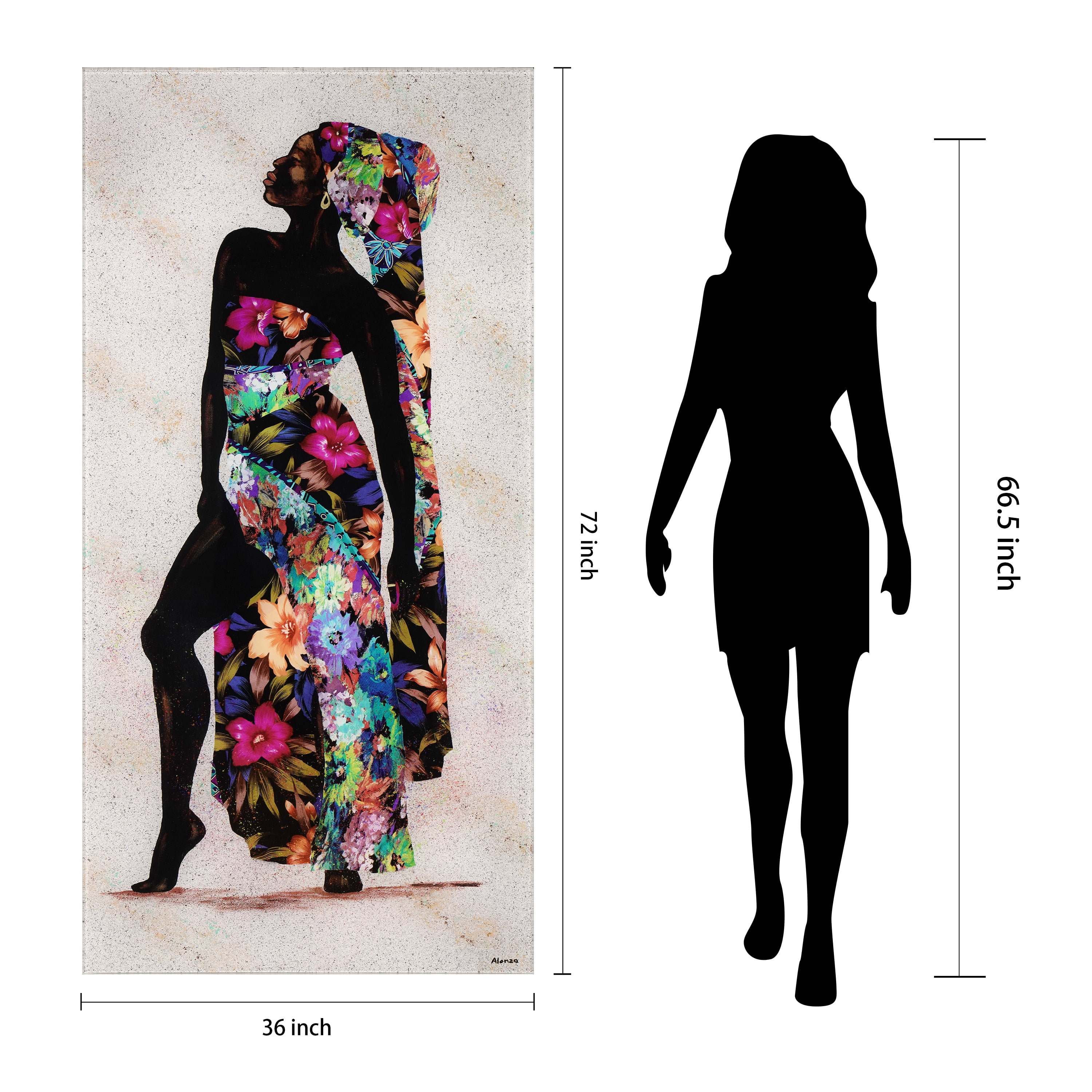 "Her Beauty I" Woman 72"x 36" Frameless Reverse Printed Tempered Art Glass Wall Art