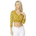 thumbnail image 3 of YEMAK Women's Cropped Cute Dog Pattern 3/4 Sleeve Button Down Cardigan Sweater MK3672-MOSS/IVORY-S, 3 of 7