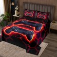 thumbnail image 2 of Erosebridal Teens Video Game Coverlet Set Twin, Gradient Red Honeycomb Bedding Set, Ultra Soft 2pcs, 2 of 5