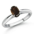 thumbnail image 2 of Gem Stone King 10K White Gold Brown Smoky Quartz Solitaire Engagement Ring for Women (0.75 Cttw, Oval 7X5MM, Gemstone Birthstone, Size 6), 2 of 4