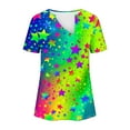 thumbnail image 4 of gbyLJF Tunic Button Down Shirts for Women Shirts Women Short Sleeve Casual Tops for Women Women Tshirts Multicolor 3XL, 4 of 5
