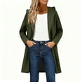 thumbnail image 6 of Womens Long Trench Coat Solid Color Loose Long Sleeve Lapel Collar Hooded Jackets Fall Winter Elegant Outerwear New Lightweight Jacket Women Green XXL, 6 of 8