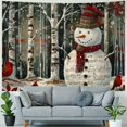 thumbnail image 4 of BCIIG Snowman Forest Cardinal Tapestry Wall Hanging Unique Style 40x30inch, 4 of 6