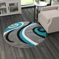 thumbnail image 3 of Masada Rugs High Quality Hand Carved Round Area Rug Modern Contemporary Turquoise Grey White Black (4 Feet X 4 Feet) Round, 3 of 7