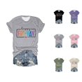 thumbnail image 1 of T-shirts d'Enseignante « Happy Friday » pour Femmes 2026 Été Tendance Manches Courtes Col Rond T-Shirts Graphiques « Funny Friday Weekend », 1 of 3