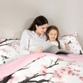 thumbnail image 5 of Homewish Japanese Ink Landscape 7-Piece Twin Bedding,Cherry Blossom Floral Bedding Comforter Set,Pink Reversible, 5 of 8