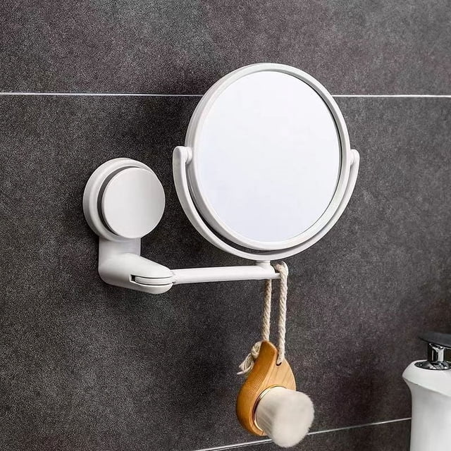 Espejo de baño, espejo pequeño de pared, espejo de baño sin perforaciones, espejo de dormitorio de estudiantes, espejo de tocador plegable