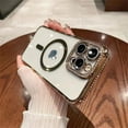 thumbnail image 5 of Phone Case for iPhone 12 Pro Max Case Magnetic Full Camera Len Protection[Compatible with MagSafe] Clear Diamond Rhinestone Shockproof Cute Twinkle Bling Case for 12 Pro Max 6.7''-Gold, 5 of 11