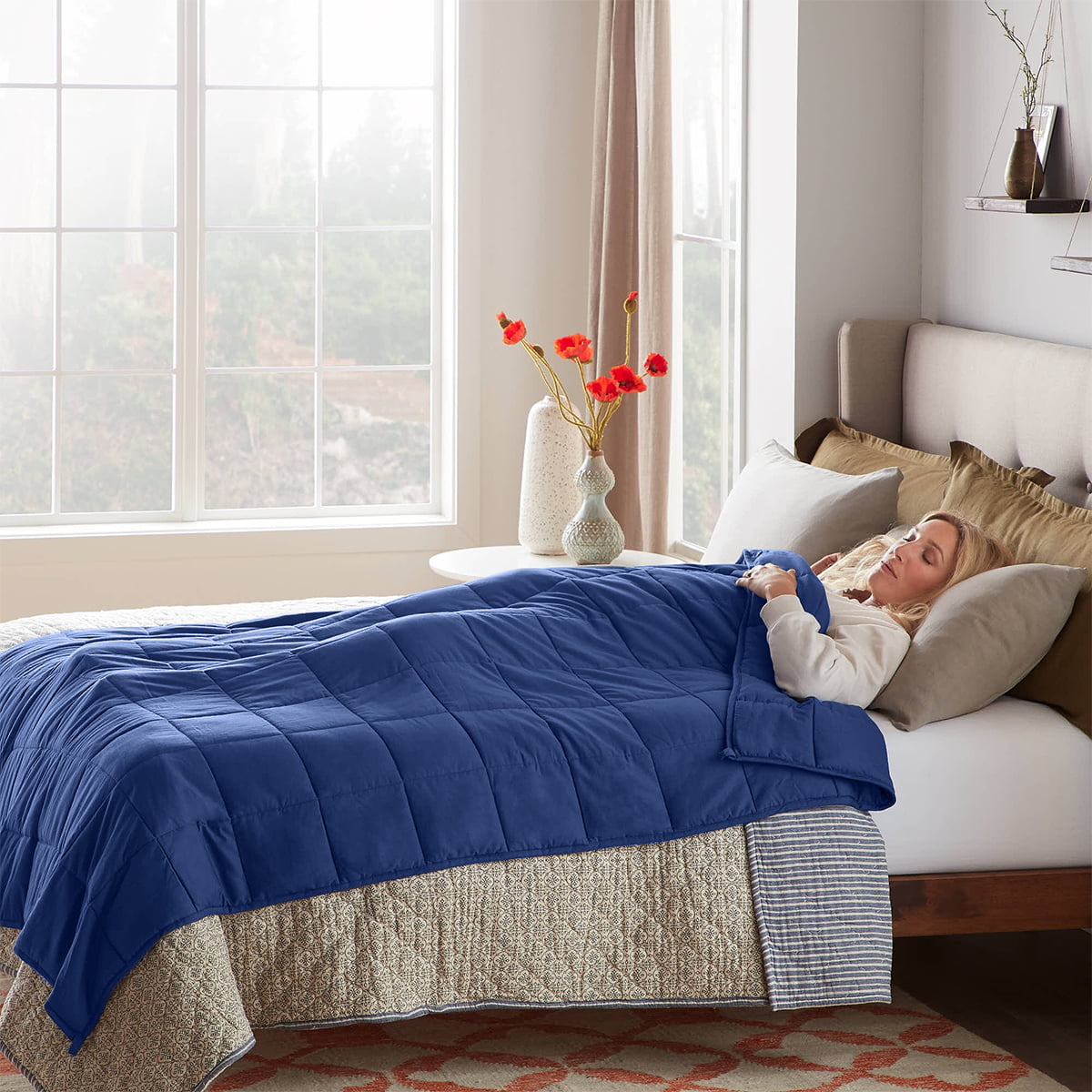 Weighted Blanket for Adult 15lbs Blankets DensityComfort Sleep Aid Pressure 