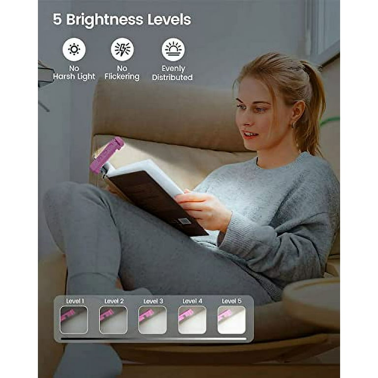 Glocusent LED Neck Reading Light, Book Light for Reading in Bed, 3 Colors,  6 Brightness Levels, Bendable Arms, Rechargeable, Long Lasting, Perfect for  Reading, Knitting, Camping, Repairing : : Lighting