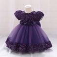 thumbnail image 5 of JIAYUE Girls Dresses Ball Gown Short Sleeve Crew Neck Sparkling Fairy For Toddlers Glitter Bowknot Floral Party Cute Teen Kids Dress, 5 of 9