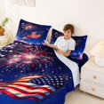 thumbnail image 4 of Manfei Anime Fireworks Queen Sheets, American Flag Queen Sheet Sets, Red White Blue, Colorful Stars Reversible 4-Piece (1 Flat Sheet, 1 Fitted Sheet and 2 Pillowcases), 4 of 6