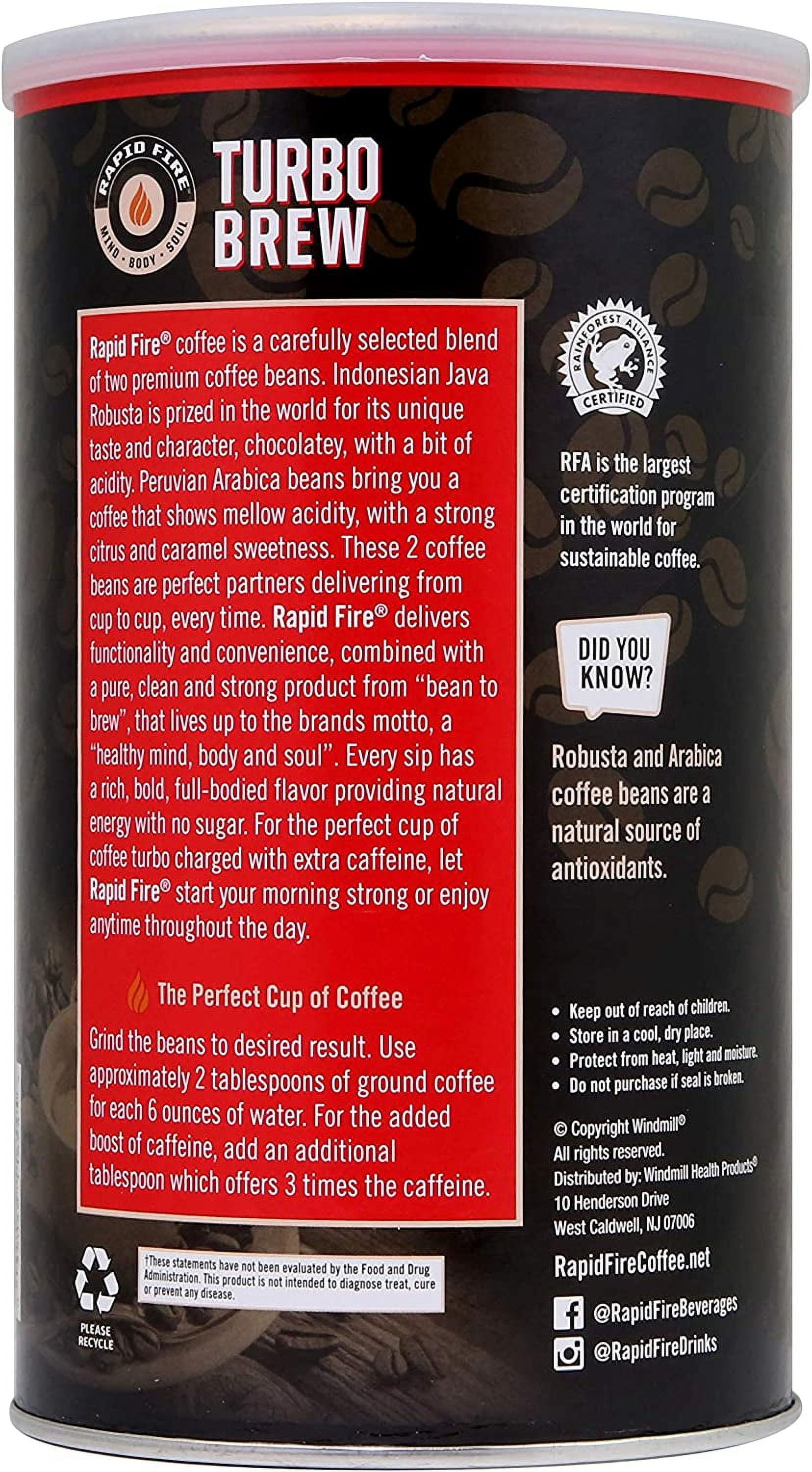 Rapid Fire Turbo Brew Keto Ground Coffee, 14 oz Can 
