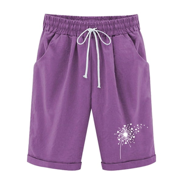 Mujeres Pantalones Cortos Casual, Cintura Elástica Día de la Independencia de la Impresión Pantalones Cortos con Cordón con Bolsillos para Verano Primavera de Uso Diario, Pantalones Cortos de Verano P