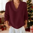 thumbnail image 4 of Winter Sweaters for Women Women's Solid Color Casual Knit V Neck Loose Sweater Christmas Sweaters, 4 of 6