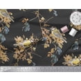 thumbnail image 2 of Soimoi Black Cotton Duck Fabric Black Berry & Yellow Sparrow Bird Print Fabric by Yard 44 Inch Wide, 2 of 3