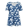 thumbnail image 5 of QUNYINEY V Neck Womens Summer Tops Short Sleeve Casual Floral Shirts Peplum Loose Tops, 5 of 5