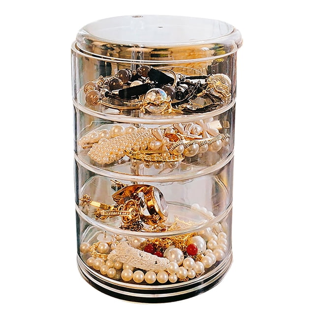 Riforla Four Layer Rotating Earring Storage Box Clear Acrylic Hairpin Jewelry Display Jewelry Box Transparent