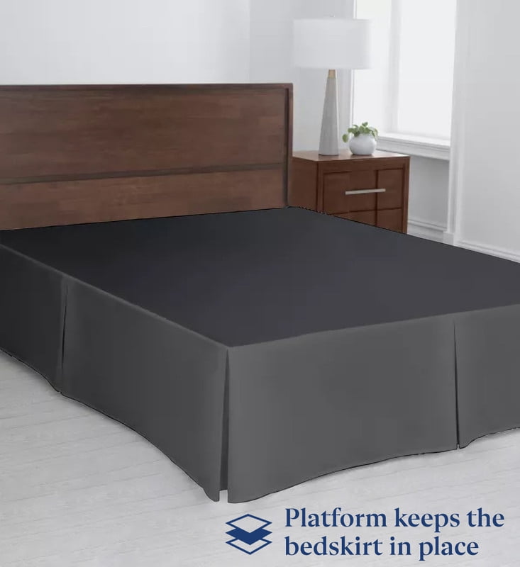 SKY BEDDINGS Luxury Pleated Full Bed Skirt with Split Corners - 18 Inch Tailored Drop - Pleated Dust Ruffle - Wrinkle-Free 100% Microfiber - Easy Fit, Soft & Durable - Dark Grey
