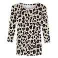 thumbnail image 5 of Ayolanni Crew Neck Summer&nbsp;Fall&nbsp;Clothes 3/4 Sleeve Trendy Leopard Print Tunic Blouse Plus Size Daily Wear Shirts Tops for Women Yellow L, 5 of 7