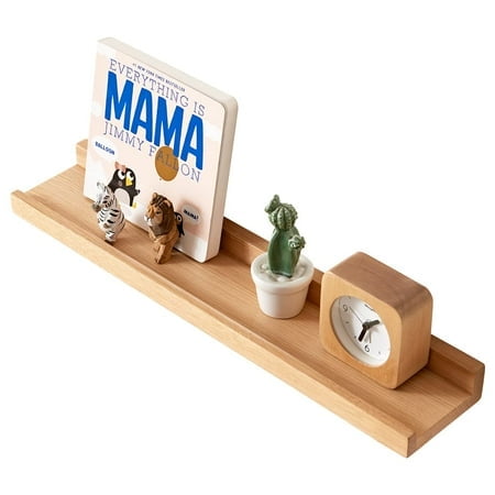 HOMWOO Étagères Flottantes en Noyer Bois Naturel Étagères Murales pour Maison, Salon, Chambre, Salle de Bain, Bureau, 20 Pouces