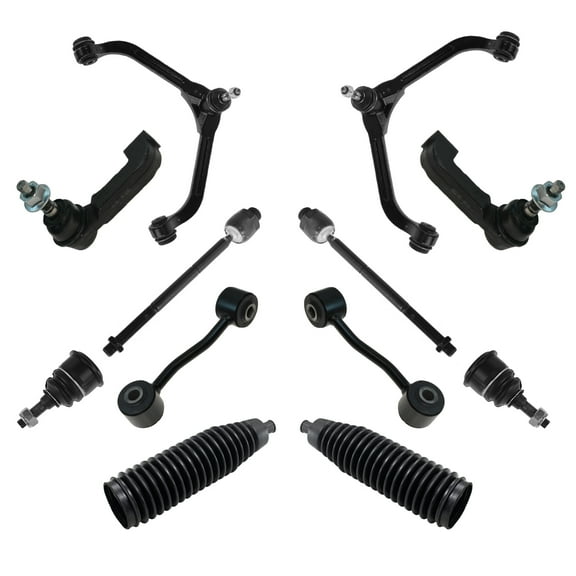 TRQ Front Control Arms Ball Joints Sway Links Tie Rods & Bellows Kit for Liberty PSA32051