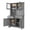 Gray, variant on Farmhouse Freestanding Kitchen Pantry Cabinet Microwave Shelf, 4 Doors 2 Drawers Sideboard Hutch, Adjustable Shelves Storage Cupboard for Home - Grey
