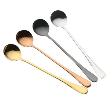 

4pcs Long Handle Stainless Steel Kitchen Spoon Mixing Spoon For Coffee Ice Cream