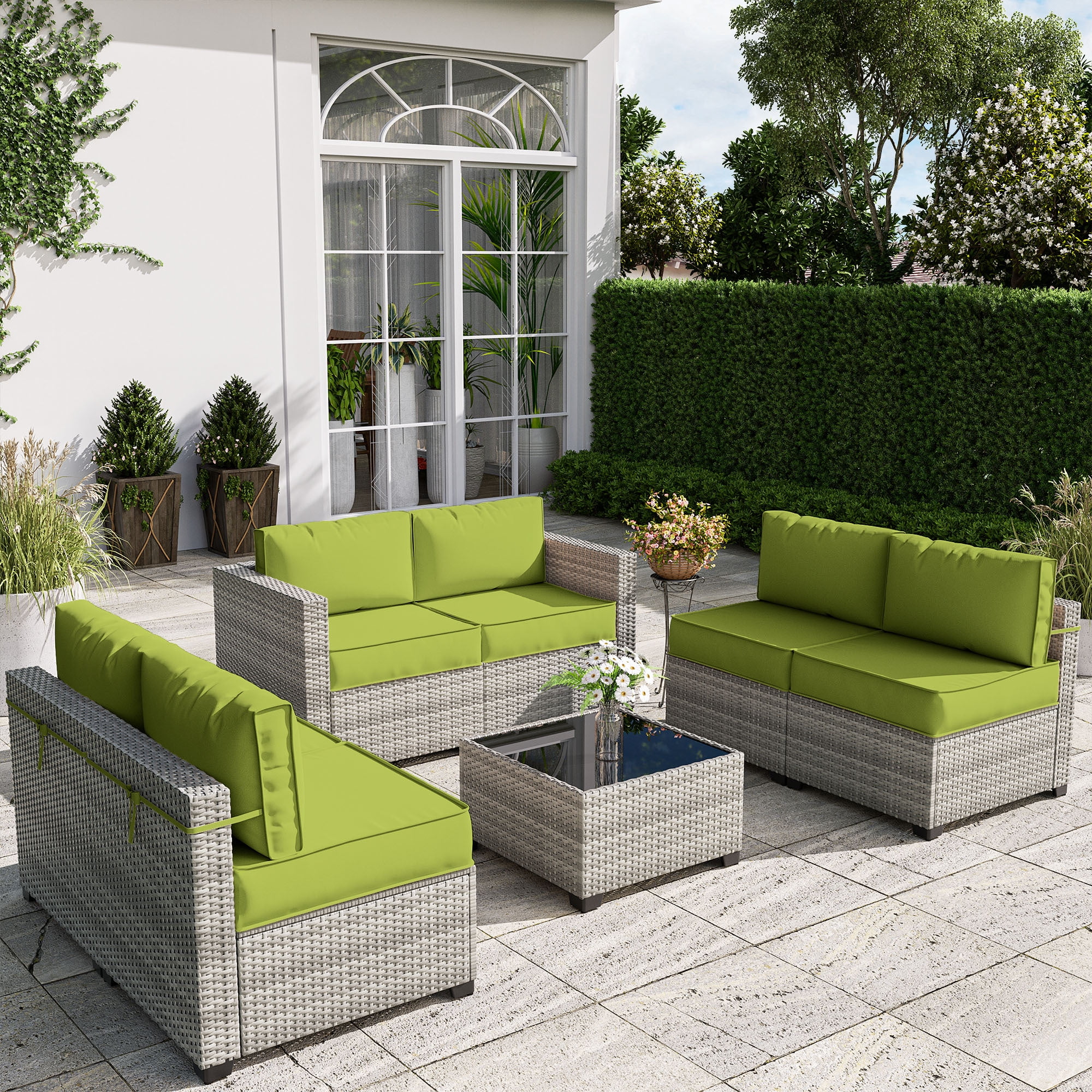 7-Piece Outdoor Patio Furniture Set with 5 7-Piece Outdoor Patio Furniture Set with 5