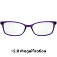 thumbnail image 2 of Birdz BPA Free Non Carcinogenic Readers Purple Frame Clear Lens 2.0 Magnification, 2 of 7