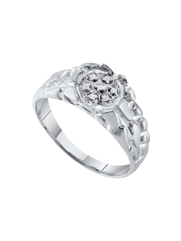 Sterling Silver Mens Round Diamond Cluster Ring 1/20 Cttw Sterling Silver Mens Round Diamond Cluster Ring 1/20 Cttw