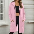 thumbnail image 3 of Dwellite Wateresty Women's Casual Zip Up Fleece Hoodies, Long Zip Up Hoodie Sleeve Long Tunic Sweatshirts Sweater Dress Fall Jacket Coat Pink M, 3 of 6