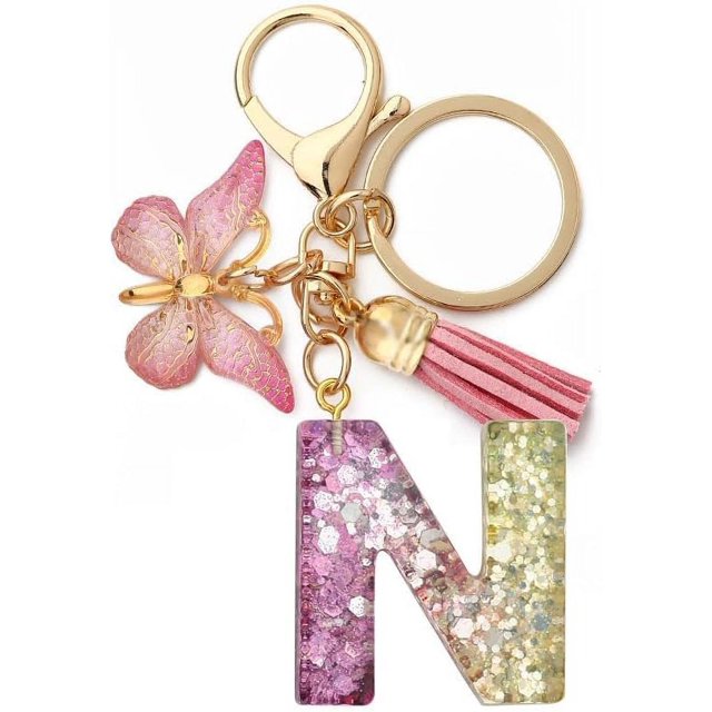 Letter Keychain,26 Letters A-Z Decorative Letter Keychain,Name Keychain for Women Girls Men Teenager Gift