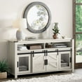 thumbnail image 2 of WAMPAT 59" Farmhouse TV Stand for 65 Inch TV, Wood Entertainment Center with Sliding Barn Doors & Mesh Doors, Antique White, 2 of 10