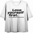 thumbnail image 4 of "Love Yourself First" Women's White Crew Neck Short Sleeve Top-Medium, 4 of 6